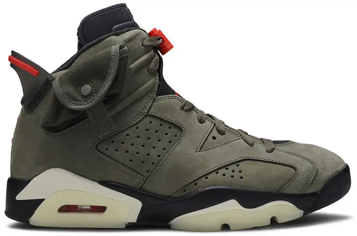 Travis Scott x Air Jordan 6 Retro 'Olive'.                     CONDITION: used (replacement box)